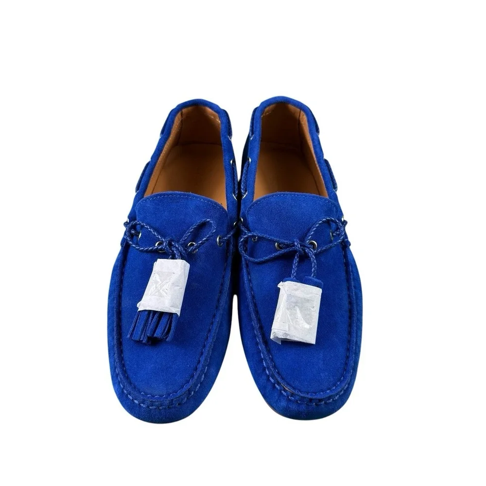 Ralph Lauren Purple Label Harold Blue Suede Loafer Mens 8D Italy New